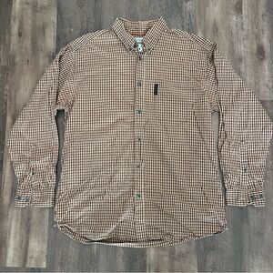 Columbia Men's Brown Checkered Button Down Shirt